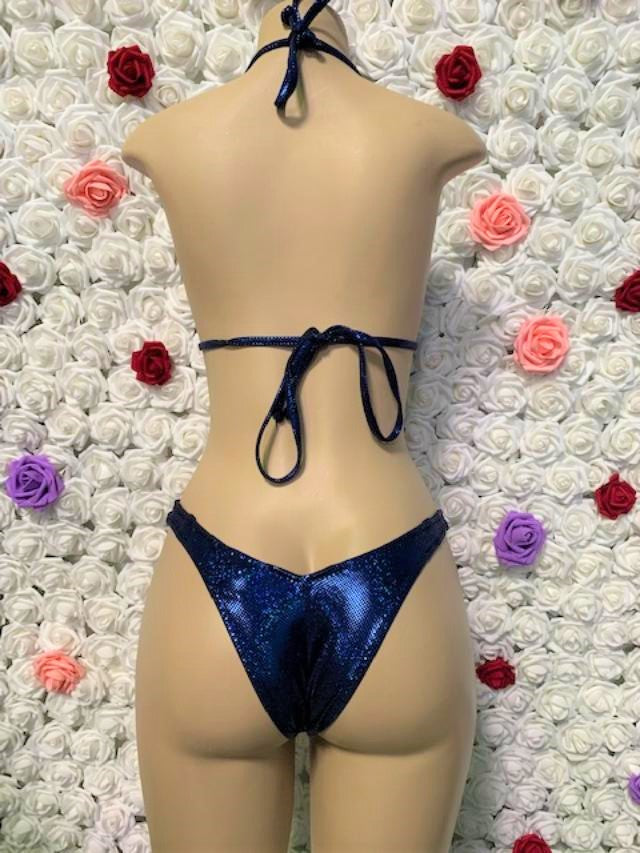 Lyla Triangle Top Sapphire Black Glitter Hologram
