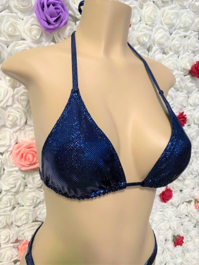 Lyla Triangle Top Sapphire Black Glitter Hologram