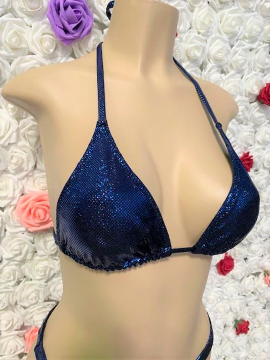 Lyla Triangle Top Sapphire Black Glitter Hologram