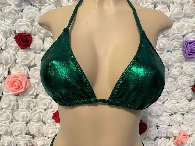 Lyla Triangle Top Emerald Green Hologram Metallic