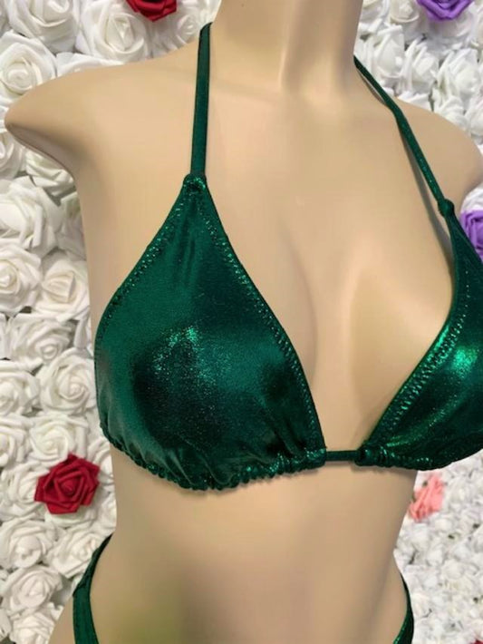 Lyla Triangle Top Emerald Green Hologram Metallic