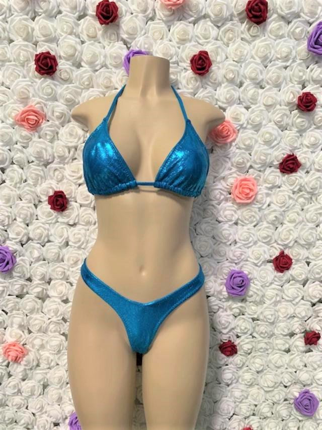 Lyla Triangle Top Bright Turquoise Swirl Metallic