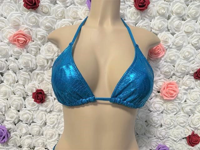 Lyla Triangle Top Bright Turquoise Swirl Metallic