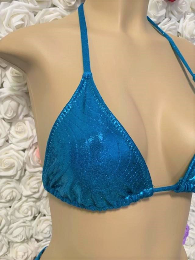 Lyla Triangle Top Bright Turquoise Swirl Metallic