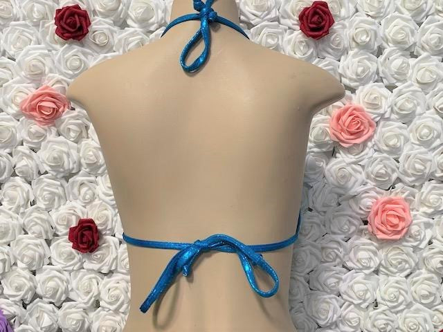 Lyla Triangle Top Bright Turquoise Swirl Metallic