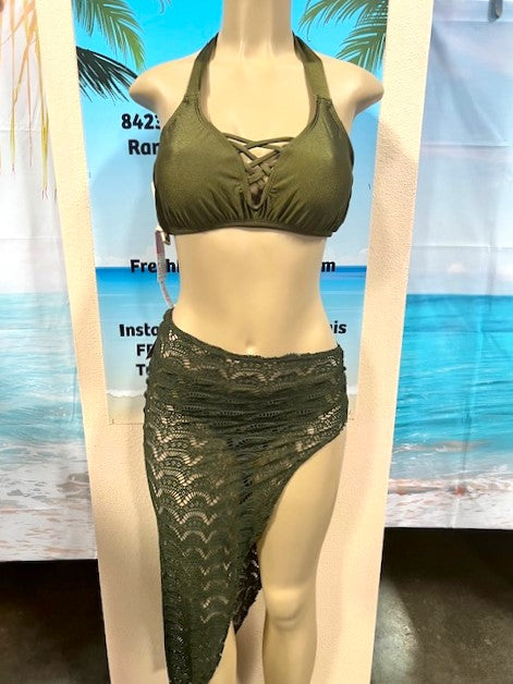 Ibiza Skirt Olive Crochet Net