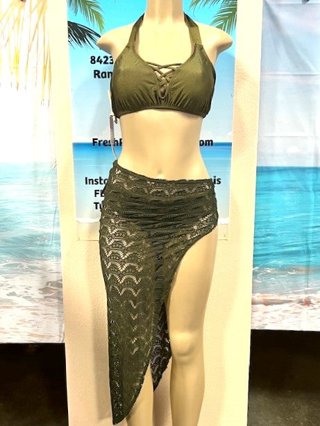 Ibiza Skirt Olive Crochet Net