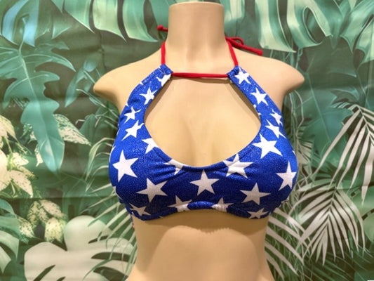 Kylie Halter Top Patriotic Stars METALLIC