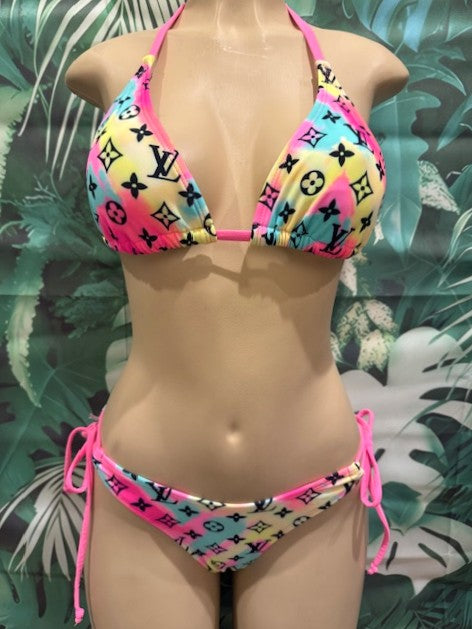 Cabo Tie Side Bottoms LV Pink Turquoise