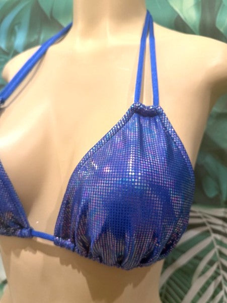 SALE Layla Skimpy Triangle Top Royal Blue Acid Hologram