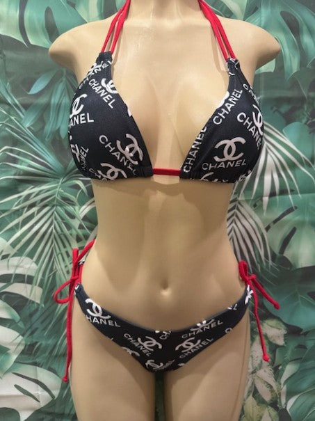 Layla Triangle Top Designer CC Black White Red