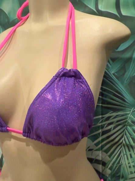 Layla Skimpy Triangle Top Cosmic Violet with Neon Pink Ties