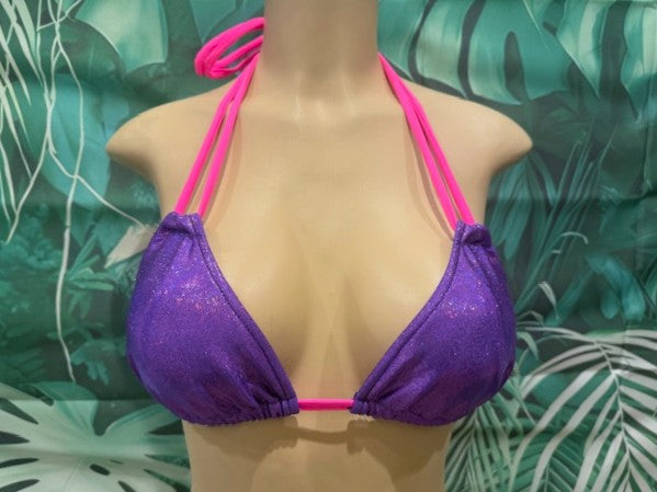 Layla Skimpy Triangle Top Cosmic Violet with Neon Pink Ties
