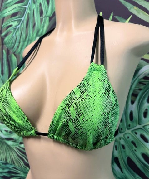 FINAL SALE Layla Triangle Top Neon Green Black Anaconda