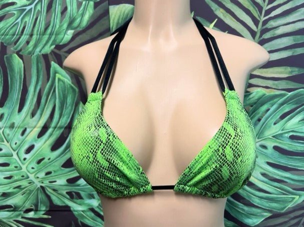 FINAL SALE Layla Triangle Top Neon Green Black Anaconda