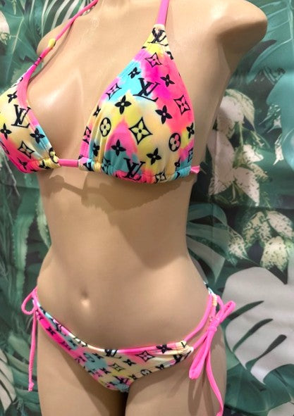 Cabo Tie Side Bottoms LV Pink Turquoise