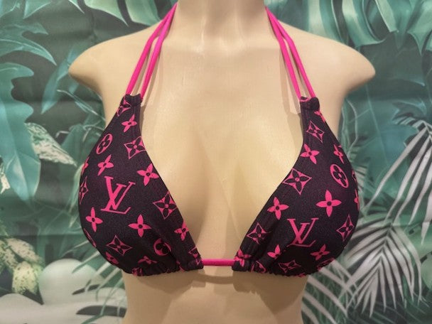 Layla Triangle Top LV Black Hot Pink