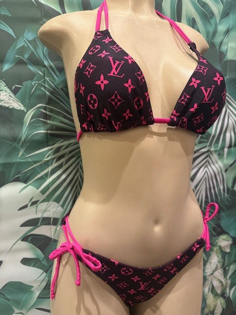 Layla Triangle Top LV Black Hot Pink