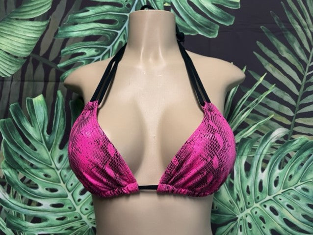 FINAL SALE Layla Triangle Top Hot Pink Black Anaconda