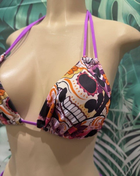 Layla Triangle Top Purple Sugar Skulls