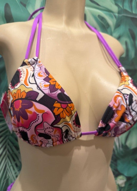 Layla Triangle Top Purple Sugar Skulls
