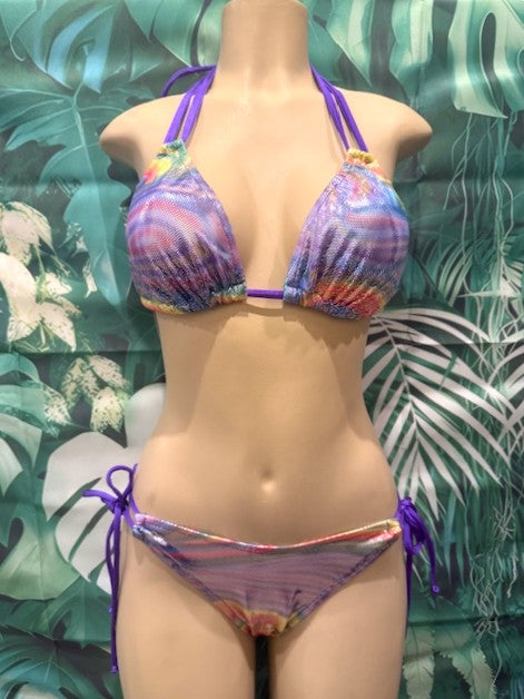 Cabo Tie Side Bottoms Rainbow Swirl Hologram