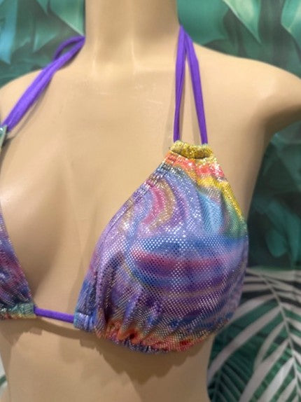 Layla Triangle Top Rainbow Swirl Hologram