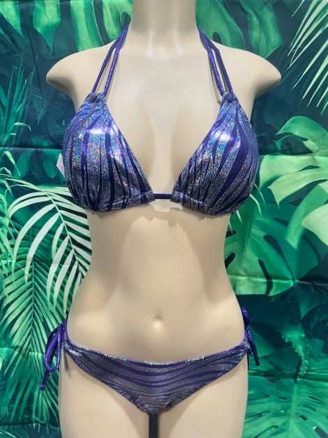 SALE Layla Triangle Top Purple Zebra Metallic