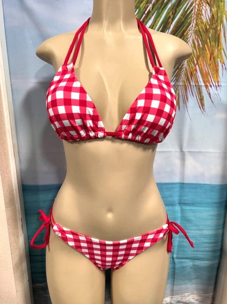 Cabo Tie Side Bottoms Red Cowgirl Gingham