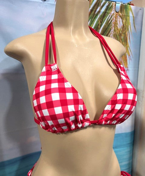 Layla Triangle Top Red Cowgirl Gingham