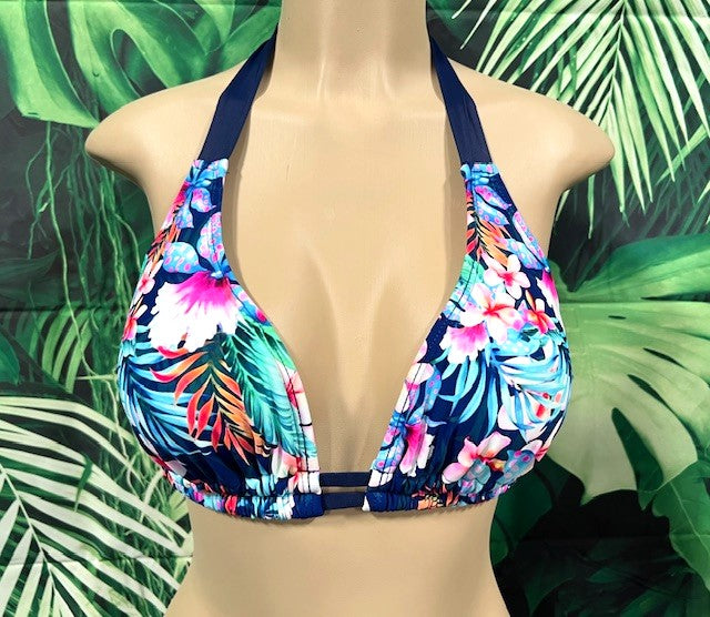 Lola Double String Bikini Top Blue Tropical