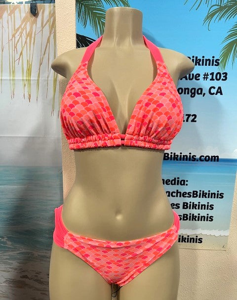 Lola Double String Bikini Top Neon Coral Mermaid