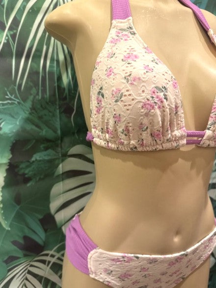 Lola Double String Top Purple Eyelet