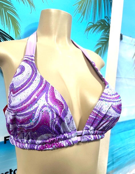 Lola Double String Bikini Top Lavender Swirl