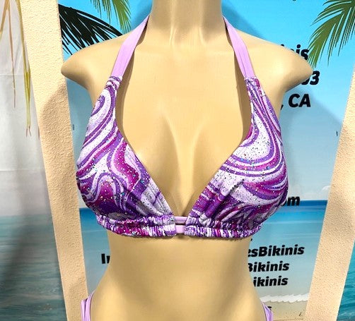 Lola Double String Bikini Top Lavender Swirl