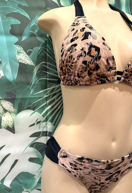 Lola Double String Bikini Top Nakey Leopard