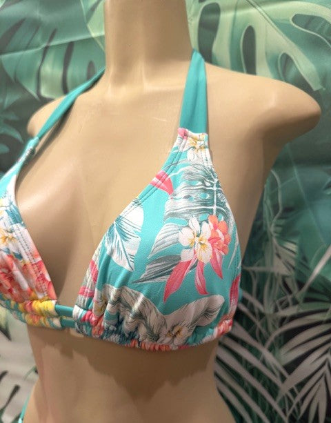Lola Double String Bikini Top Bahama Bloom Mint