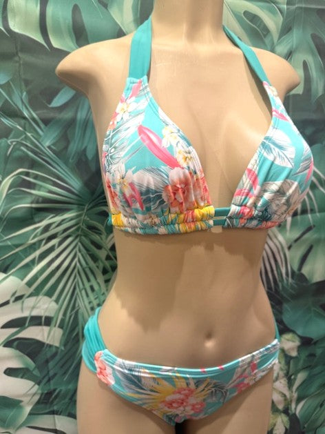 Lola Double String Bikini Top Bahama Bloom Mint