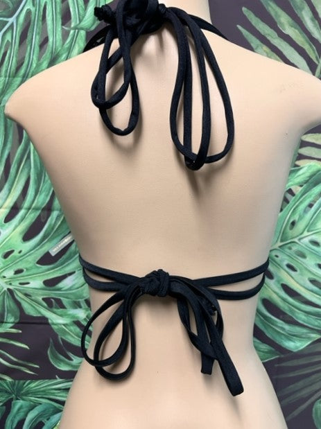 FINAL SALE Lolita Double String Bikini Top Neon Green Black Anaconda