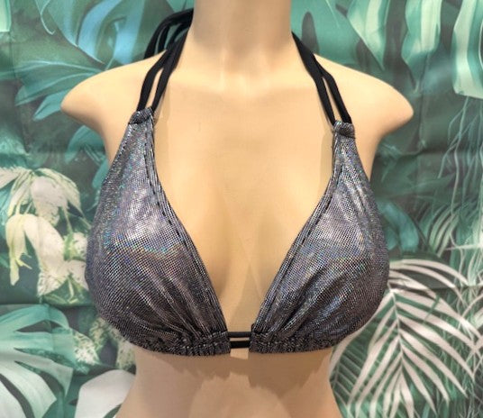 Lolita Double String Top Rainbow Hologram with Black Ties