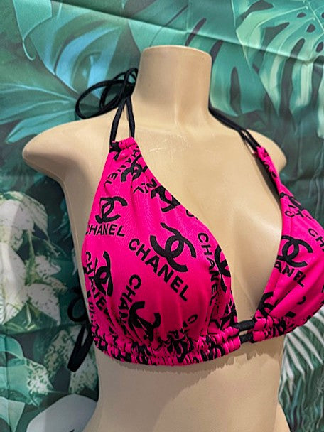 Lolita Double String Top Designer CC Hot Pink and Black