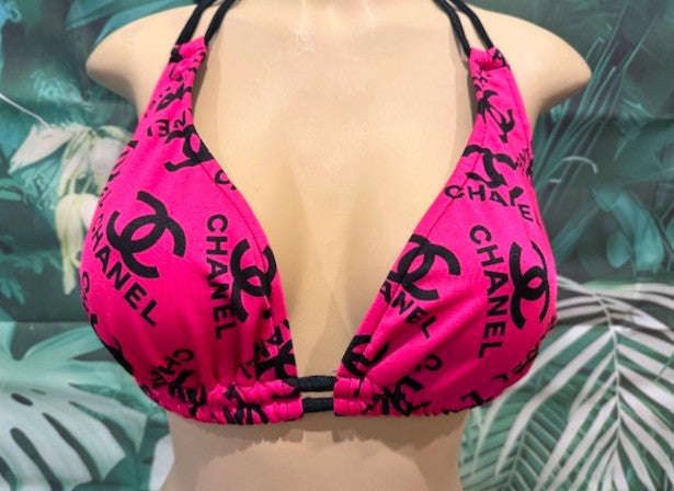 Lolita Double String Top Designer CC Hot Pink and Black