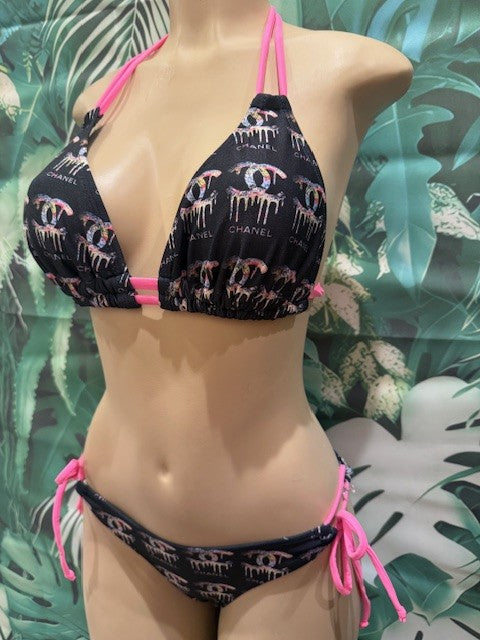 Lolita Double String Top Dripping CC Black Pink