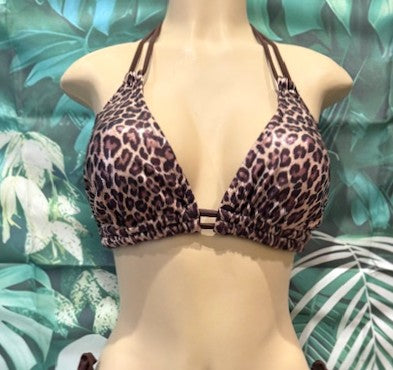 Lolita Double String Top Gold Brown Leopard Metallic