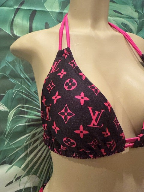 Lolita Double String Top LV Black Hot Pink