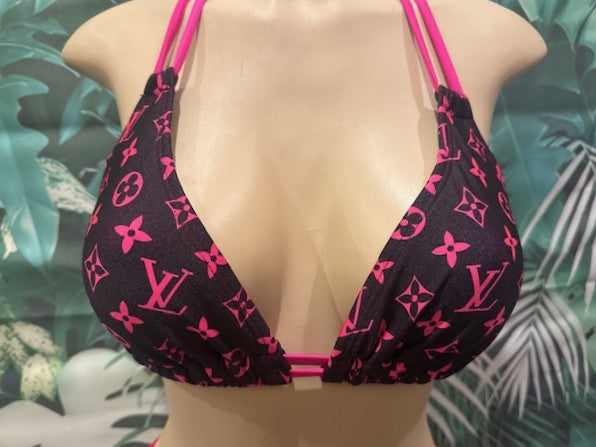 Lolita Double String Top LV Black Hot Pink