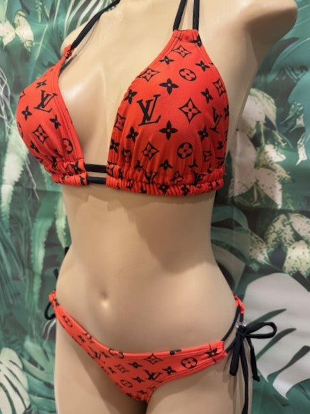 Cabo Tie Side Bottoms LV Bright Red Black