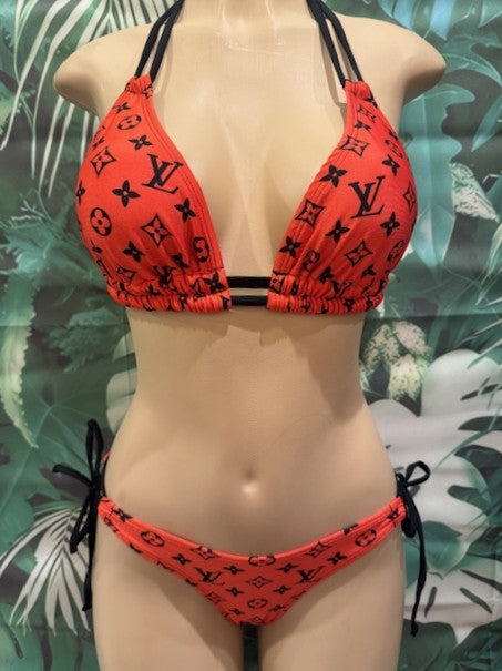 Cabo Tie Side Bottoms LV Bright Red Black