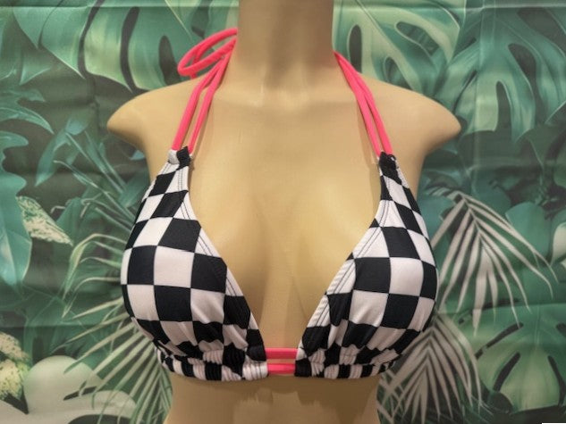Lolita Double String Top Nascar Flag Electric Coral Ties