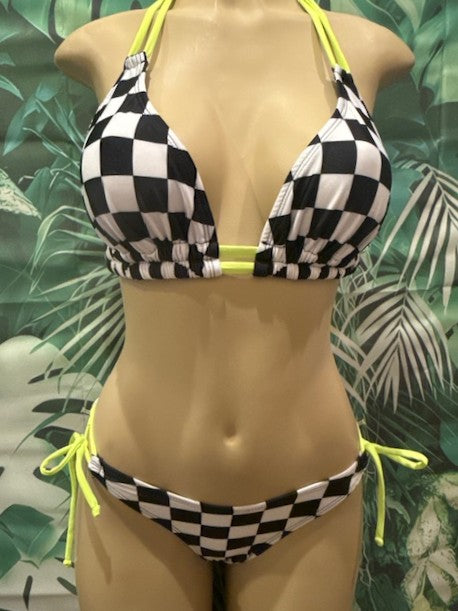 Lolita Double String Top Nascar Flag Electric Yellow Ties